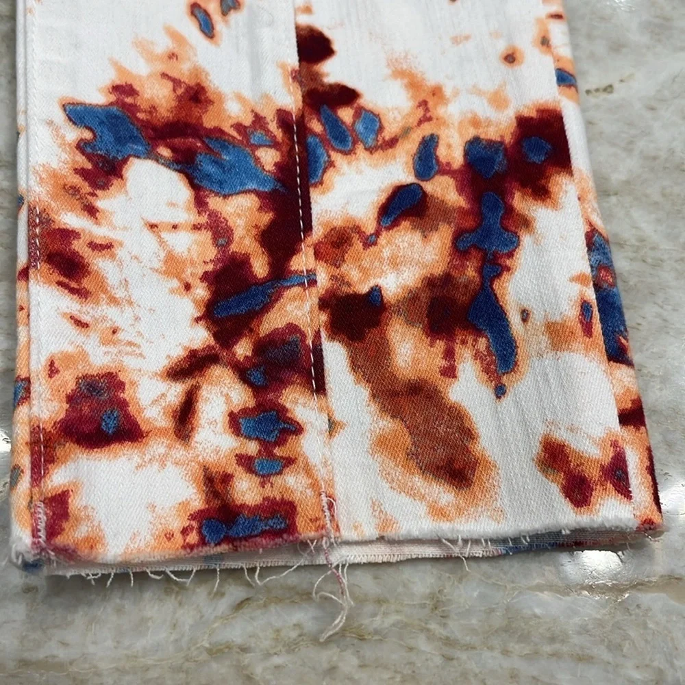 NEW SkinnyGirl Reagan Seamed Skinny High‎ Rise Capris Raw Hem Tie Dye Size 6